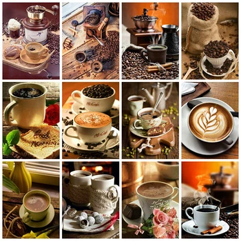 

Diamond Embroidery Coffee Cups Diamond Painting Cross Stitch Kit 5D DIY Rhinestone Mosaic Home Decor New Year's Gift