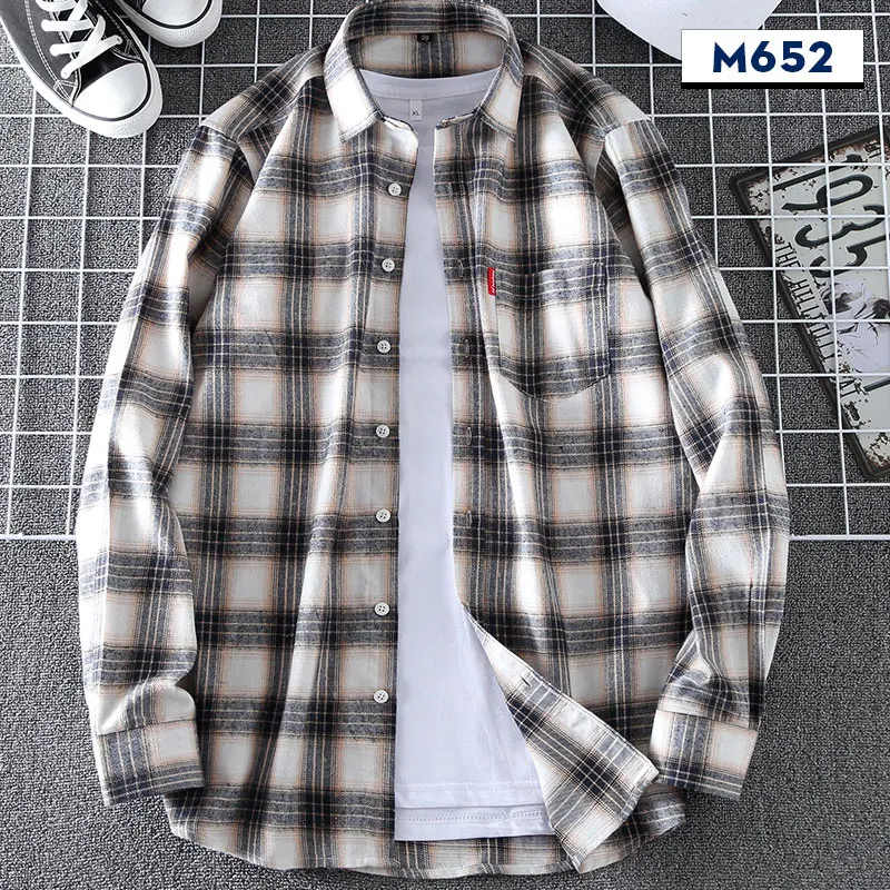 

Shirts Flannel Men's Plaid Shirt 100% Cotton Slim Fit Spring Autumn Male Brand Casual Long Sleeved Shirts Soft Comfortable Coat
