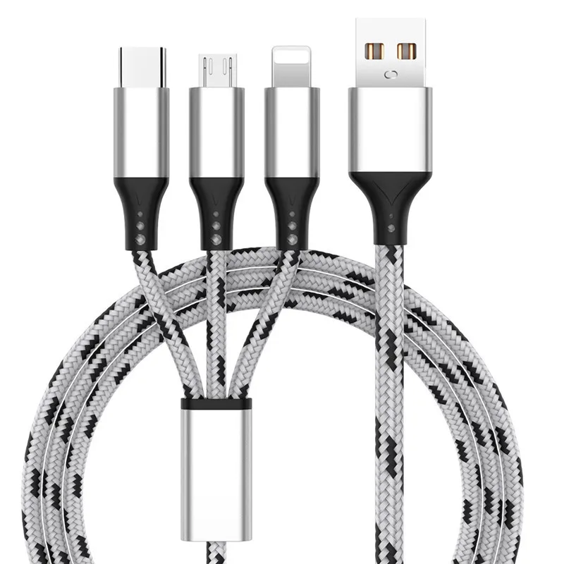 3 в 1 USB кабель для передачи данных для iPhone XR XS Max 8plus 3A Быстрая зарядка Micro usb type C зарядное устройство мобильный кабель для зарядки телефона для samsung