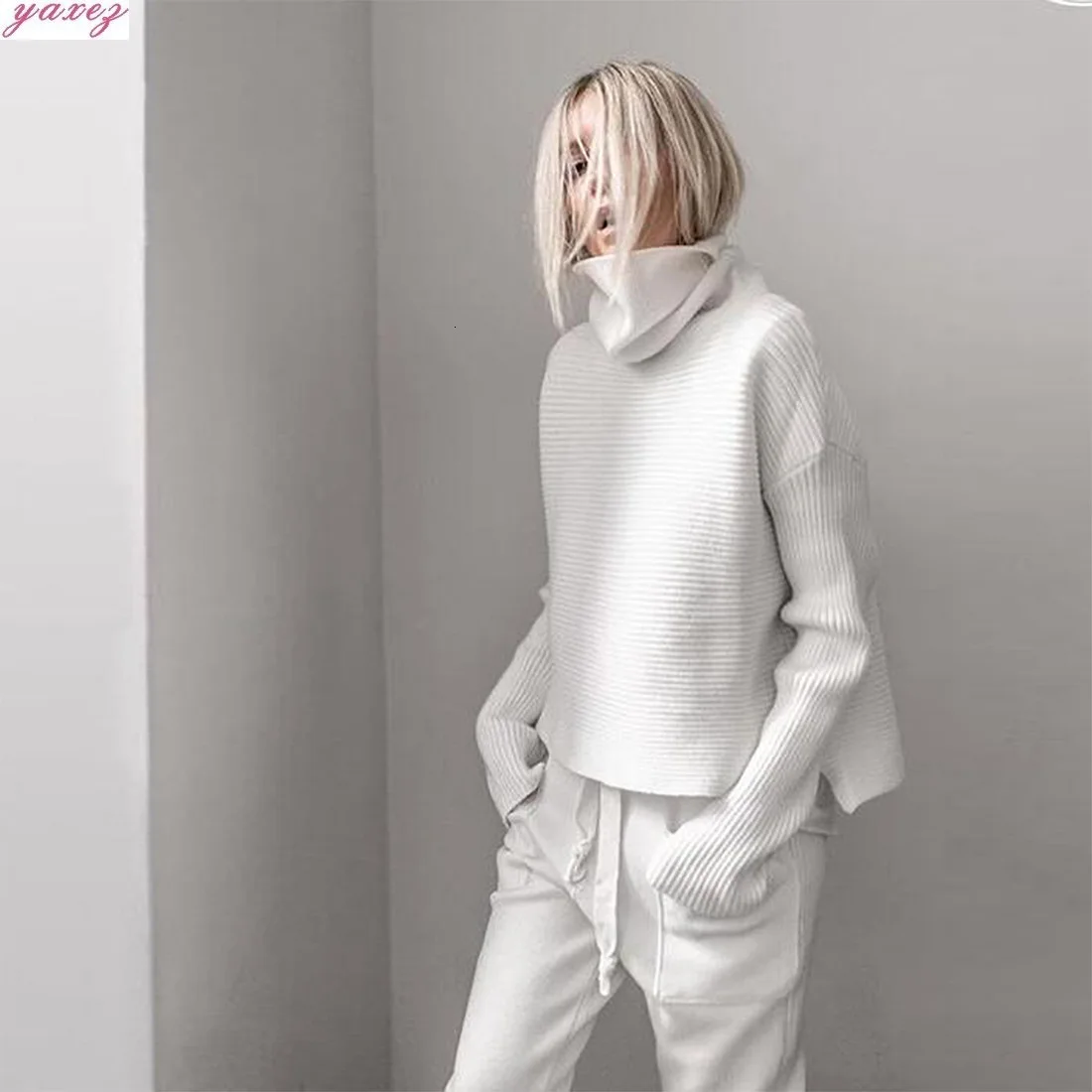 2019 Fashion Design Turtleneck Sweater Women Jumper Winter Loose Long Sleeve Knitted Pullover Female Casual Office Lady | Женская одежда