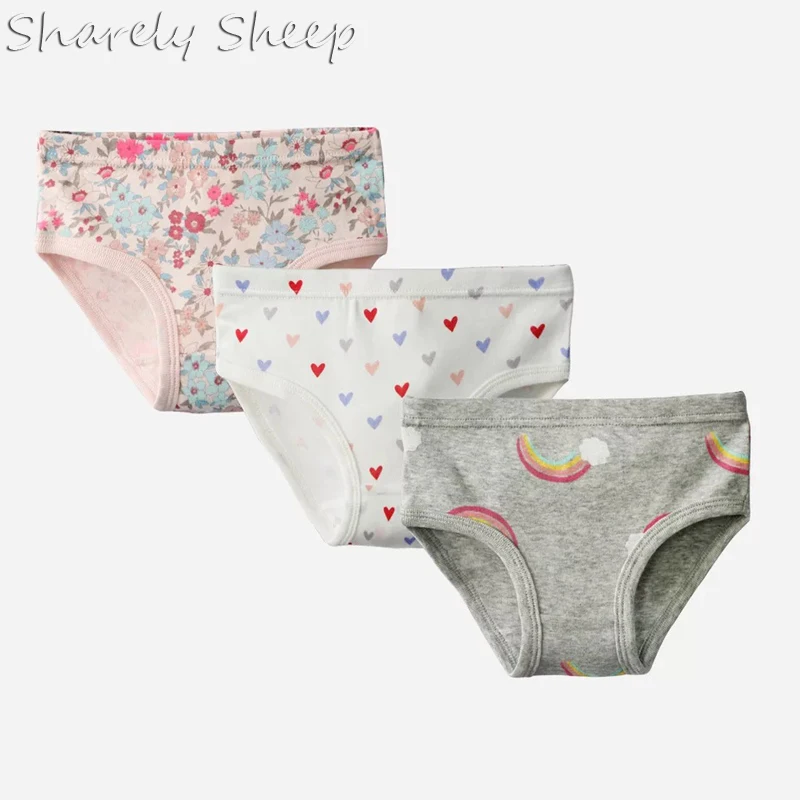 

3-Pack Little Girl Soft Cotton Underwear Kids Briefs Breathable Comfort Toddler Panties for Teenage Girl Shorts Clothes(2-7Y)