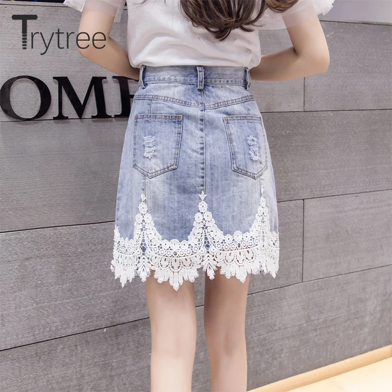 Trytree 2020 Весенняя женская повседневная юбка с карманами и пуговицами в стиле