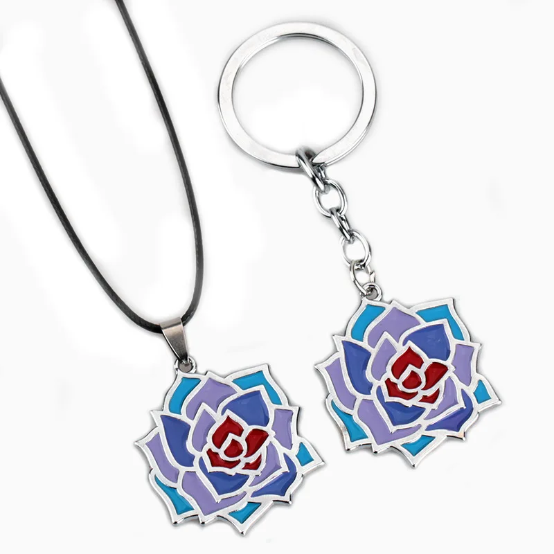 

Game Bloodstained Ritual of the Night keychain fashion novelty personalized rose metal key chain Pendant jewelry gift necklaces