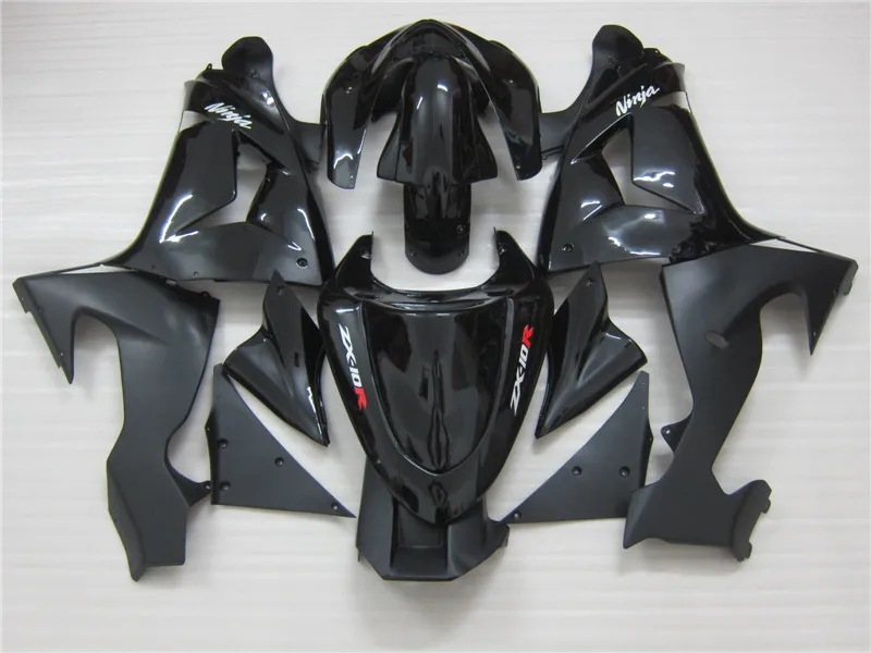 4 бесплатных подарка ГОРЯЧИЙ ABS полный обтекатель комплект подходит для Kawasaki Ninja ZX-10R ZX10R 2006 2007 06 07 обтекатели набор черный цвет