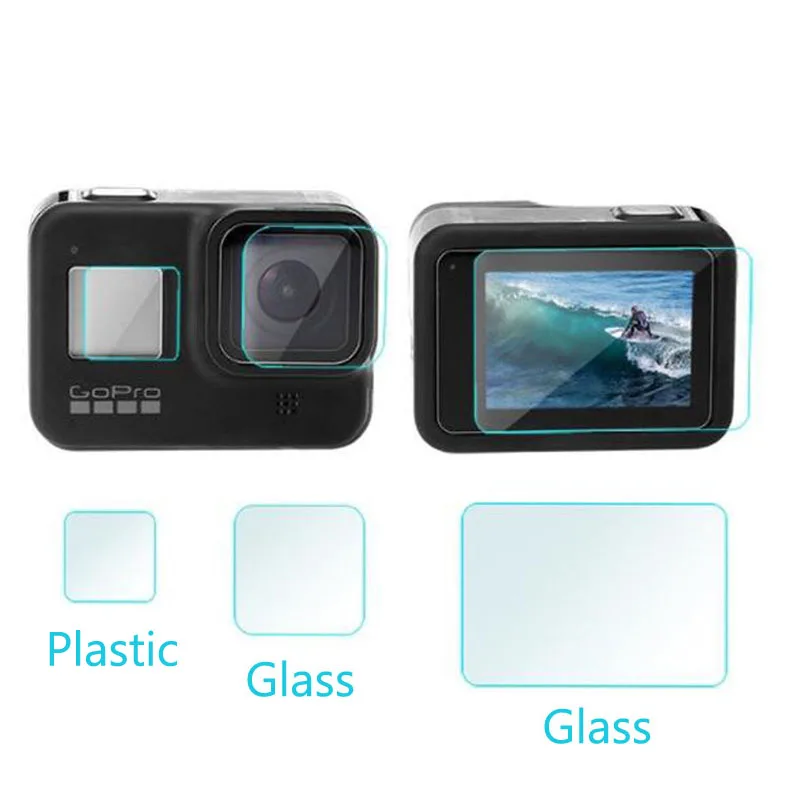 Закаленное стекло объектив дисплей ЖК-экран защитная пленка защитная крышка чехол для GoPro Hero 8 Black Go pro Hero8 Экшн-камера - Цвет: 2 Glass 1 Film