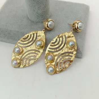 

White Pearl Golden Plated Earrings