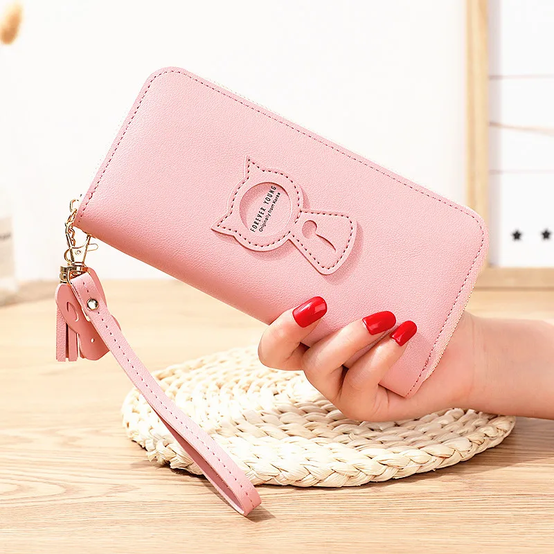 Women Wallet PU Leather Card Holder Coin Purses Zipper Long Female