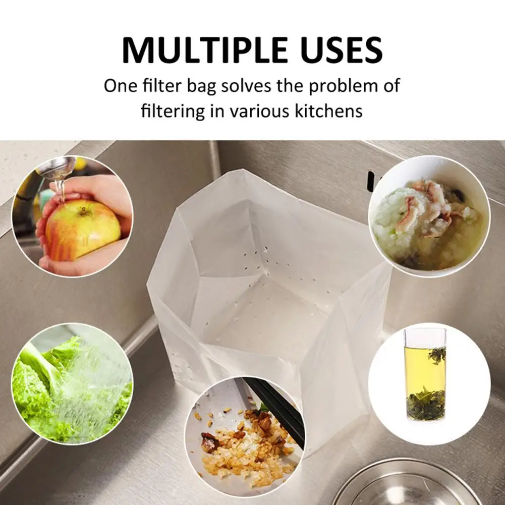 30PCS Filter Garbage Bag Kitchen Sink Strainer Self-Standing Hole Mesh Thicken Garbage Filter Fruit And Vegetable Drain Bag