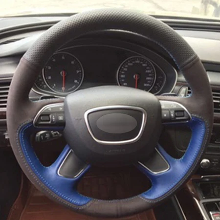 DIY крышка рулевого колеса автомобиля Volant Funda Volante замша для Audi A4(B8) A6(C7) A7 A8 A8 L Allroad Q3 Q5 2013- Q7 2012 - Color Name: Style5