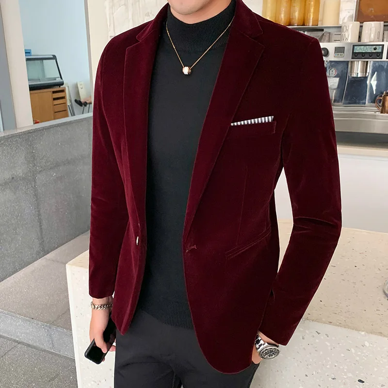 burgundy blazer outfit men