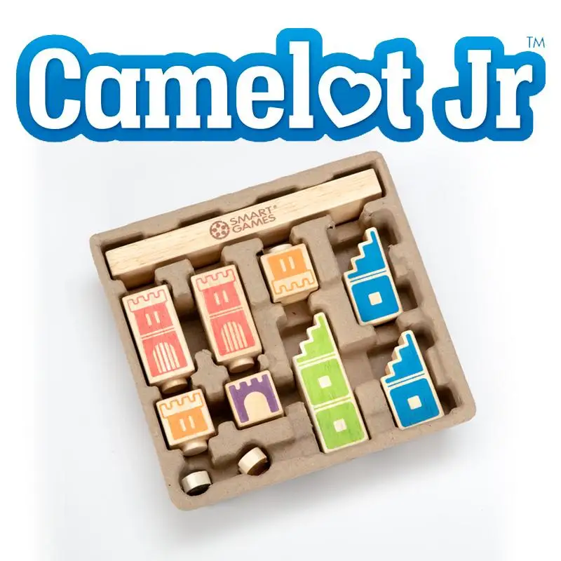 Умные игры-Camelot Jr 3-D деревянные головоломки из лиственных пород игры-лоток, 4 башни, 3 лестницы, 1 мост и 2 фигурки игрушки