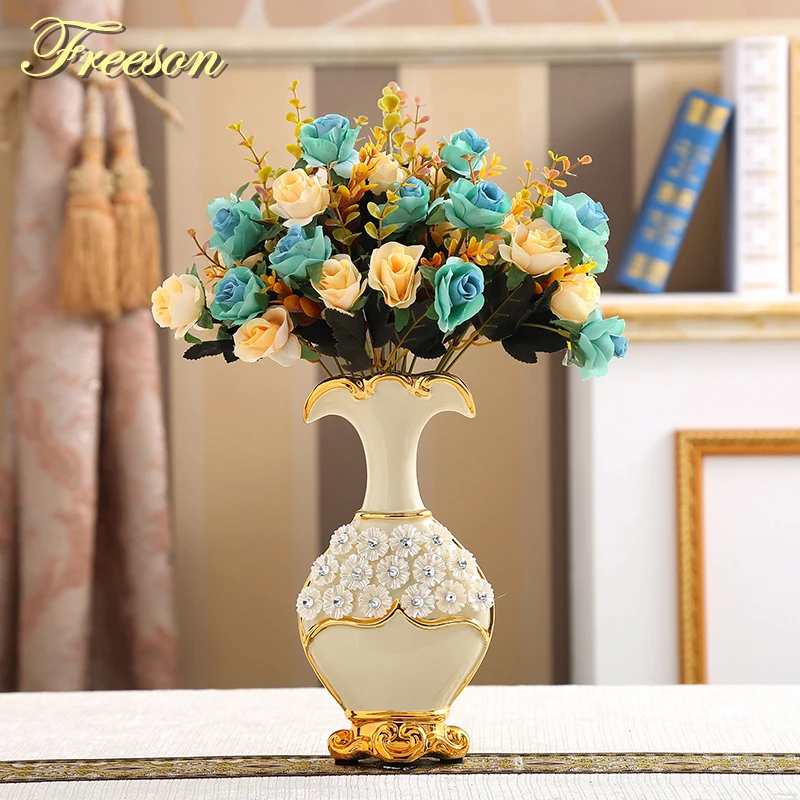 Европейская фарфоровая ваза, Расписанная вручную, позолоченная, современная, современная, керамическая, ваза для цветов, для кабинета, прихожей, дома, свадебного украшения