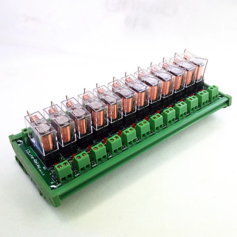 DIN Rail Mount 12 SPDT 16A Power Relay Interface Module,G2R 1 E DC12V ...