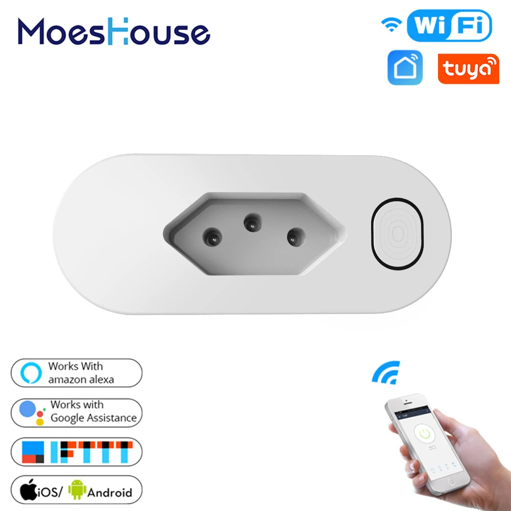 

BR WiFi Smart Plug Outlet Wireless Power Socket Smart Life/Tuya App Remote Control Work with Alexa Google Home No Hub Required