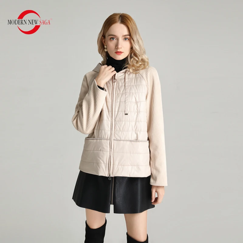

MODERN NEW SAGA 2020 Spring Women Jacket Casual Women Coat Hooded Thin Padded Jacket Polyester Autumn Woman Jackets Russian Size