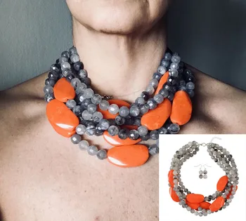 

New Women Bohemian Necklace Set Boho Multi Layer Resin Strand Collier Beads Necklace Afrikaanse Ketting Neck Gifts