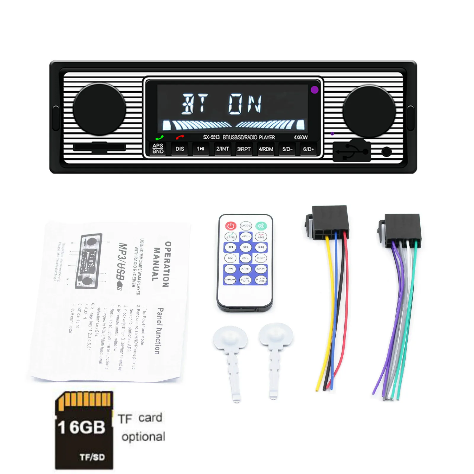 Bt винтажный радиоприёмник MP3-плеер Стерео USB AUX классический автомобильный аудио U диск - Цвет: with16GB TF Crd