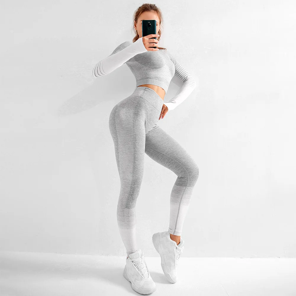 

2 Piece Push Up Set Leggings Shirt Gym Sets Tracksuit Women Workout Gym Clothing Sport Clothes Fitness Suits Women's Sportswear