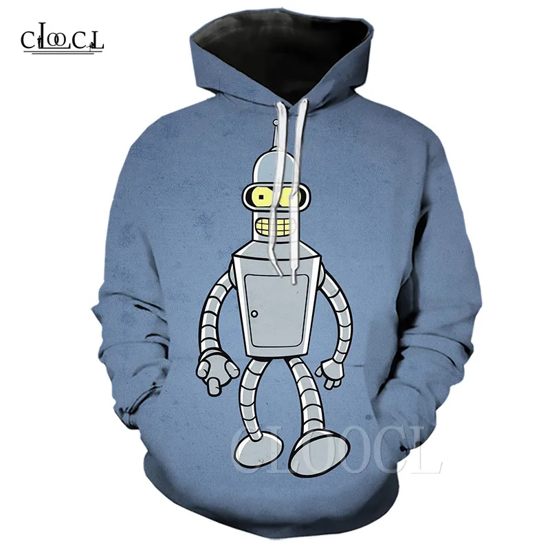 Мультяшный крутой робот в стиле хип-хоп, уличная одежда Futurama, аниме, худи для мужчин и женщин, топы с капюшоном, толстовки с 3D принтом, модная Толстовка Harajuku - Цвет: Hoodies 4