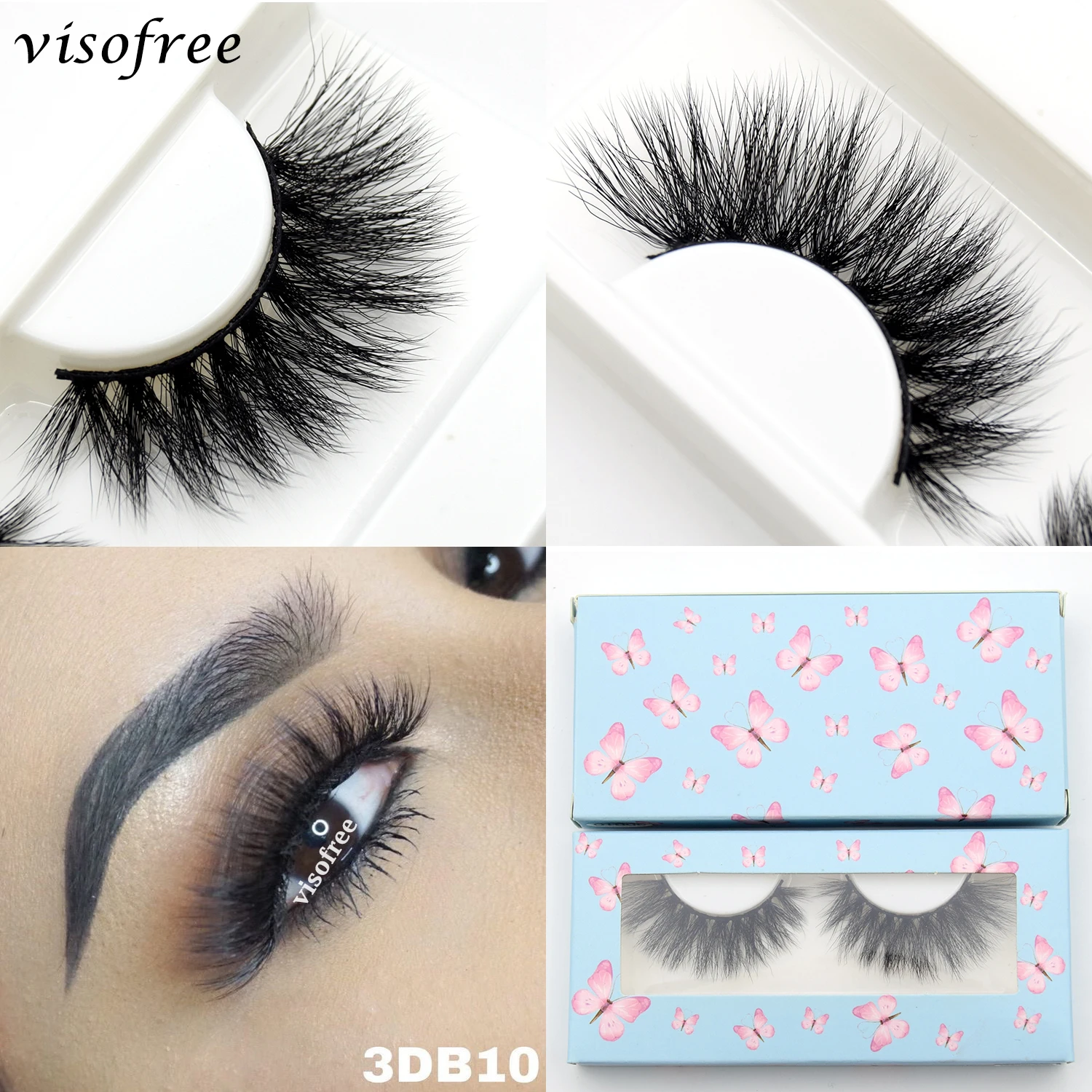 Visofree False eye lashes handmade natural make up False eyelashes sexy 3D Mink Lashes A01