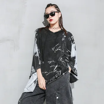 

2020 Summer Hooded Pullover Washed Vintage Hoodies Large Size Irregular Shirt 200CM Chest Loose Sweatshirt Streetwear Tops Z2
