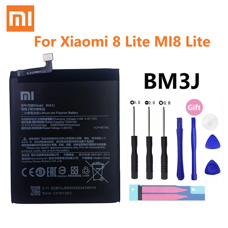 Аккумулятор Xiaomi BM3J 100% мАч для Mi 8 Lite сменные батареи + бесплатные инструменты 3350