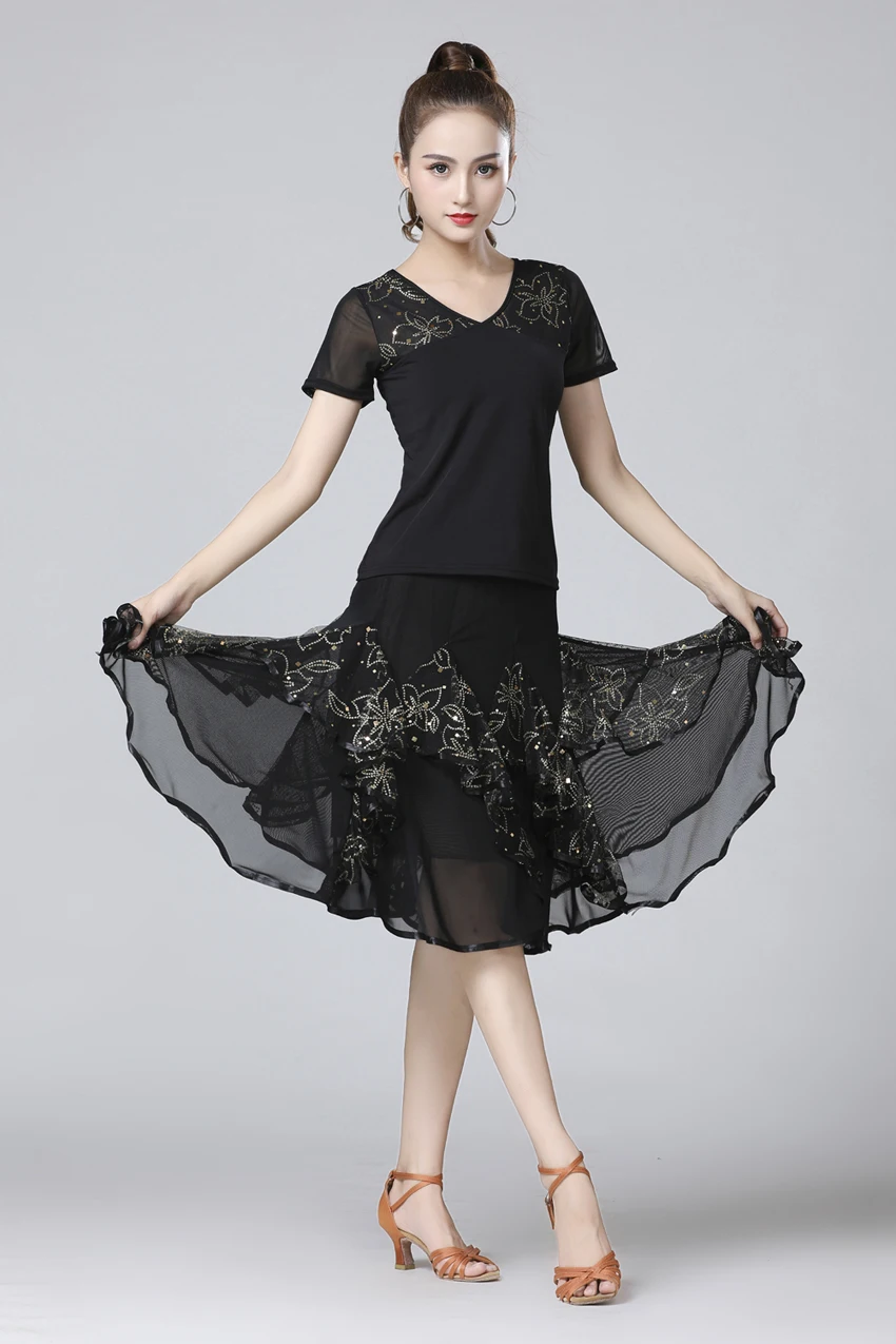 Latin Dance 2 pieces set Top and Skirt practice clothes Lesson ballroom dance tango salsa cha cha rumba samba tango