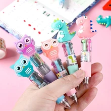Stylo à bille multicolore Animal de dessin animé, 4 couleurs, mignon, Mini stylos, nouveauté, cadeaux pour étudiants, fournitures d'écriture de bureau et d'école 