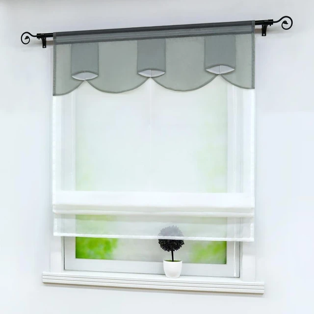 Cortinas cortas de tul para cocina, cortina romana para ventanas, sala de  estar, dormitorio, persianas de puerta, tratamientos de ventana, 2 uds. -  AliExpress