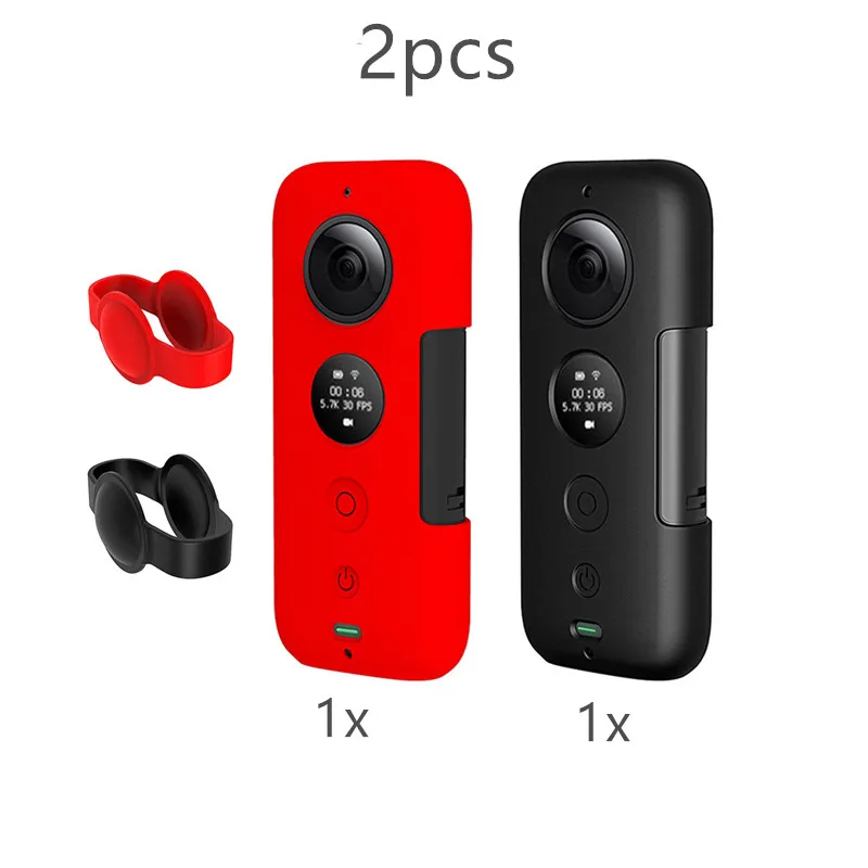 1 red 1 black Insta 360 One X силиконовый чехол с защитной крышкой для объектива для Insta360 One X панорамная экшн Спортивная камера аксессуары для Кардана - Цвет: 1 red 1 black