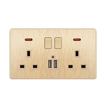 

Wall Power Switch Socket Universal 2.1A Dual USB Charger Port LED Indicator UK M0XC