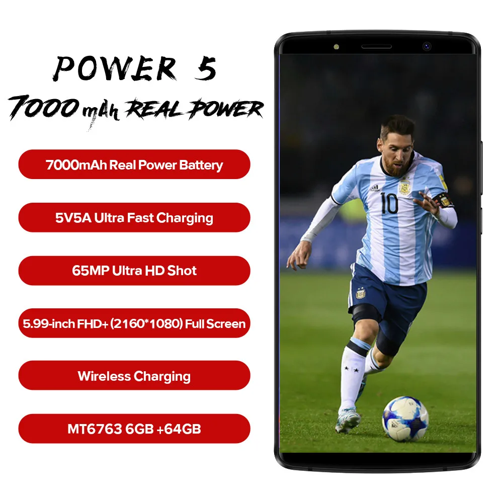 Фото Смартфон LEAGOO Power 5 6 ГБ + 64 LTE 4G Android 8 1 Восьмиядерный 13 МП AF 7000 мАч Беспроводная