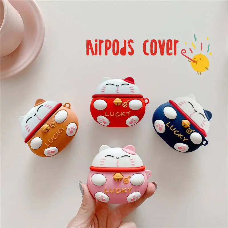 Для Airpods Pro 3D милый чехол с изображением из мультфильма Lucky Cat Earpods Для Apple Airpods 3 Kawaii китайский год беспроводной чехол для наушников