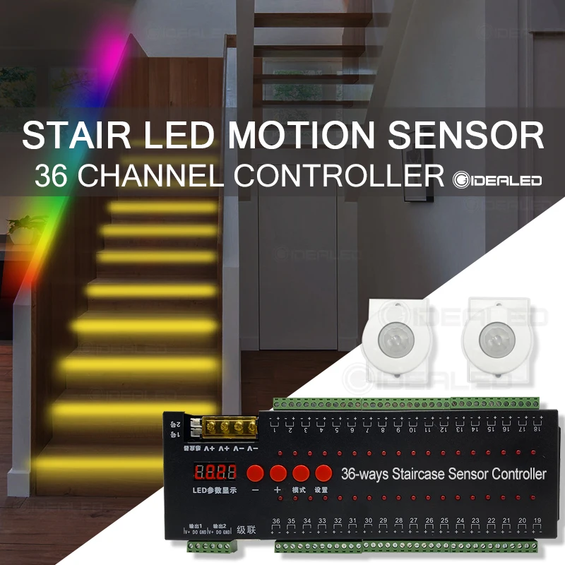 LED Motion Sensor Stair Light Strip Controller Dimming Wireless Indoor Motion 12V Flexible LED Strip Step Staircase Lamp Running