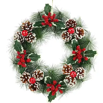 

Christmas Wreath Berry Artificial Pine Wreath Pinecone Wreath Front Door Wreath Hanging Garland Holiday Home Decorations
