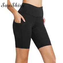 Обтягивающие эластичные короткие леггинсы для женщин, леггинсы для тренировок с карманами, леггинсы для фитнеса, спортивные Леггинсы для спортзала, бега, йоги, спортивные штаны, Mujer