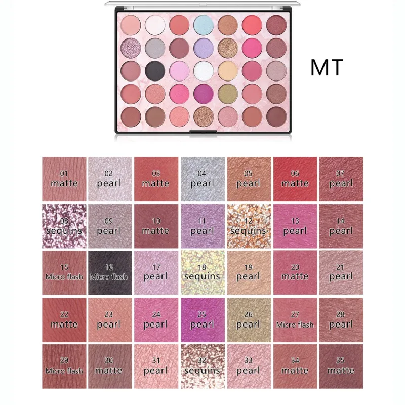 01 35 Colors Eyeshadow Palette Long-lasting Waterproof Smudge-proof Matte Shimmer Eye Shadow - Цвет: 01
