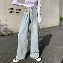 Woman Jeans High Waist Clothes Wide Leg Denim Clothing Blue Vintage Quality Fashion Harajuku Straight Pants