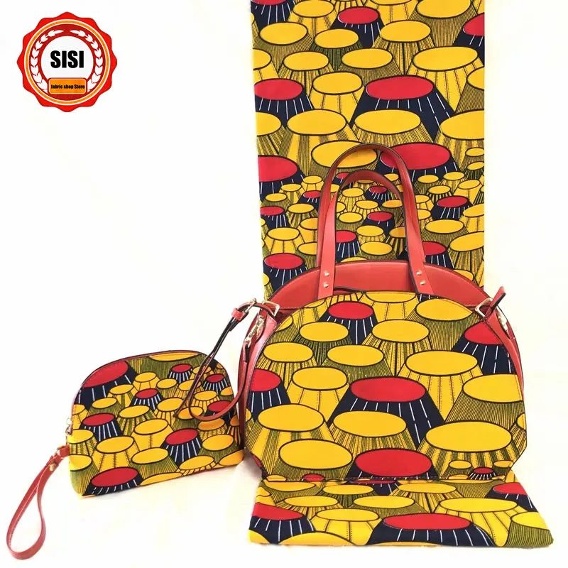 Новое поступление африканская настоящая восковая ткань хлопок Анкара восковая печать ткань с элегантной женщины 3 шт Сумочка набор для вечерние