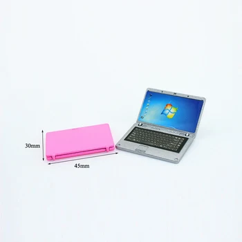 

1:12 Dollhouse Miniature Mini Laptop Computer Model DIY Alloy Crafts Dollhouse Decoration Toys For Doll House DIY Accessories