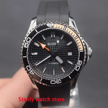 

Sapphire crystal Bliger 41mm black dial luminous marks black yellow rotating bezel GMT function automatic movement men's watch