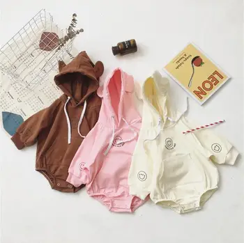 

2019 new baby girls boys hooded romper fashion autumn babys jumpsuit 0-3t HX460