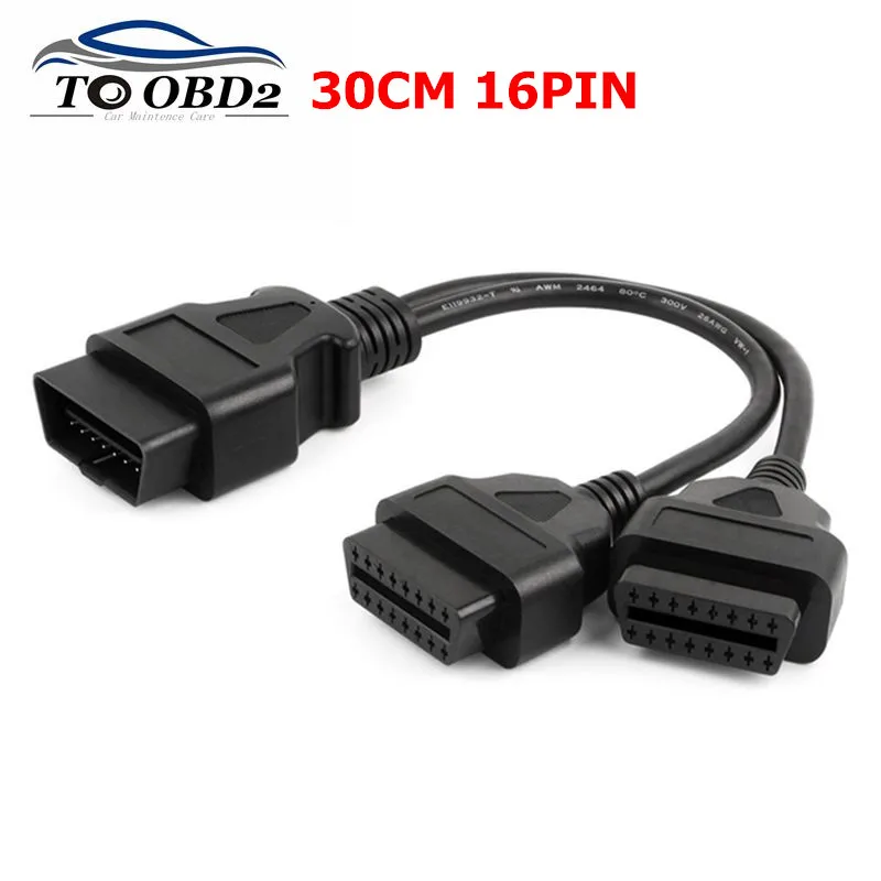 Диагностический кабель OBD2 удлинитель 16Pin OBD2 сплиттер удлинитель J1962 штекер Двойной Женский Y кабель адаптер 30 см