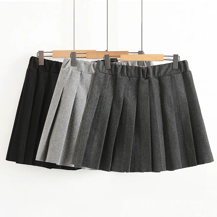 

S55 Large Size Dress 2019 Fall And Winter Clothes New Style Fat Mm Slimming Woolen Pleated Skirt Skirt 059-