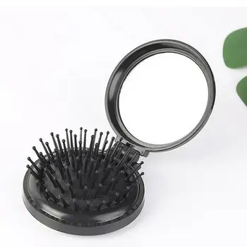 

1pc Make up Round folding mirror black Soft Hair Beauty tool Aid Wig pet scalp comb
