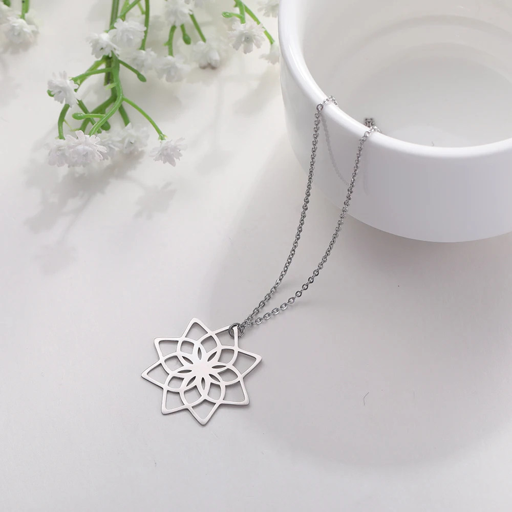 Collar de lirio con patrón EUEAVAN 8 piezas, collares de acero inoxidable  personalizados para mujer, colgante de cadena, estilo conciso de moda larga| Collares colgantes| - AliExpress
