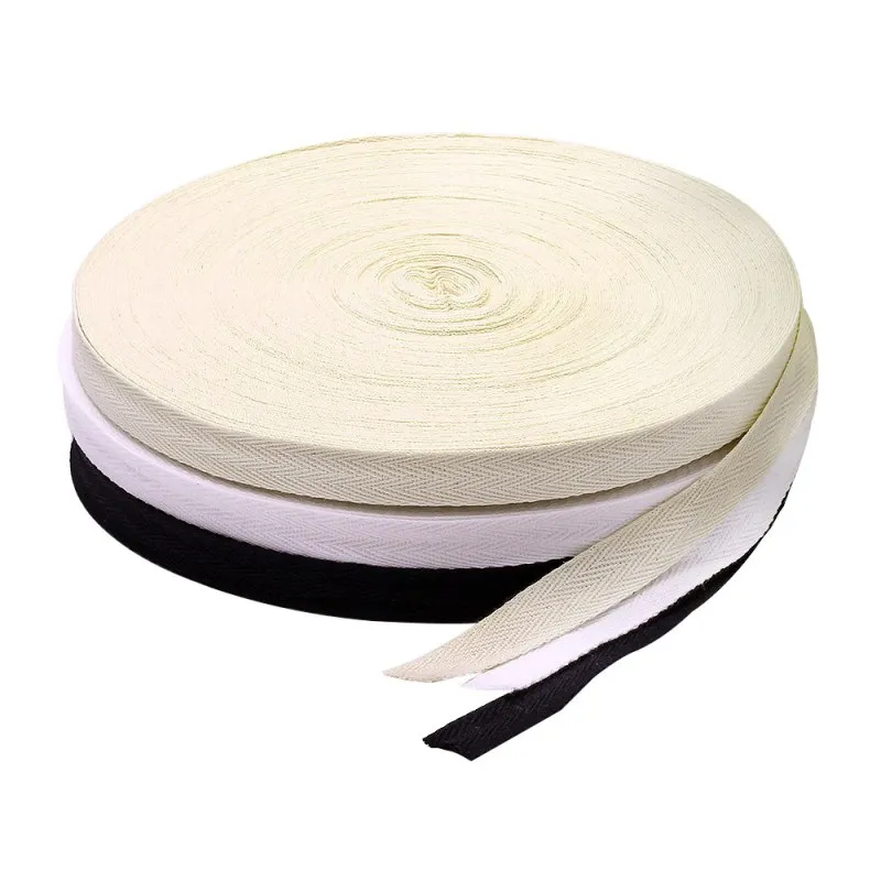 Cotton Ribbon 50Y White Black Natural Chevron 6-50mm 100% Cotton Ribbons Herringbone Binding Tape Lace Trimming Packing DIY Accessories
