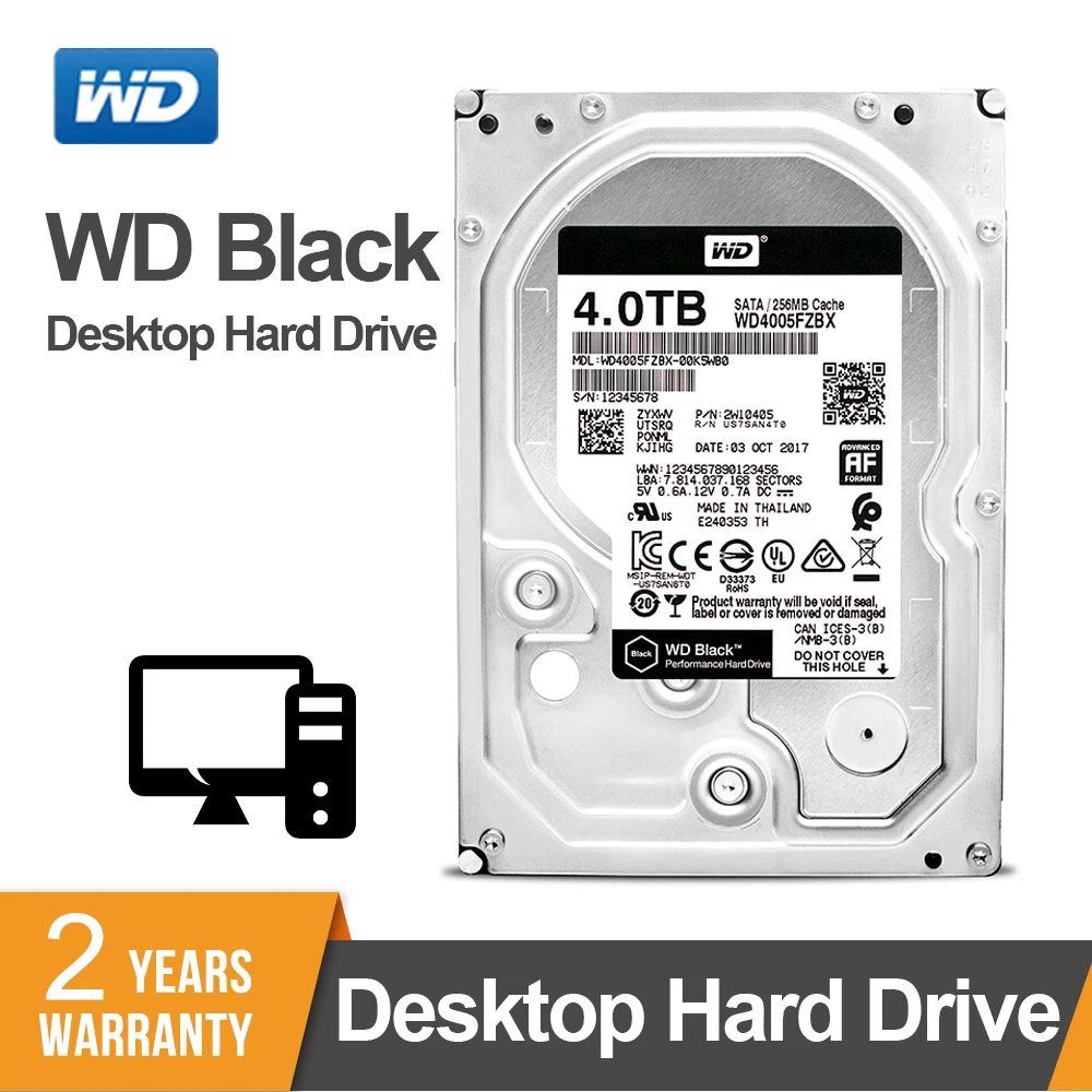 Жесткий диск Western Digital WD черный 4 ТБ 3 5 дюйма жесткий для рабочего стола игровой 7200