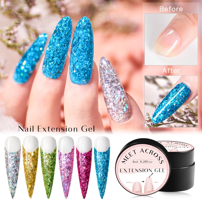 MEET ACROSS Quick Extension Gel Holographic Acrylic Extension Nail Gel