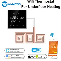 Wi-Fi термостат контроллер температуры ЖК-дисплей с сенсорным экраном для электрического напольного отопления работает с Alexa Google Home 16A
